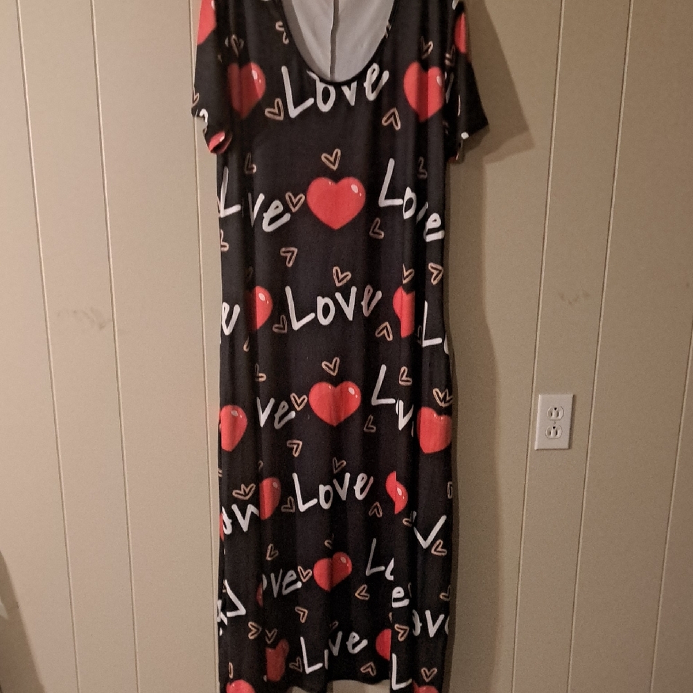 Black and Red Heart Maxi Dress